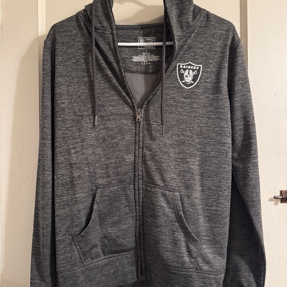 Authentic Las Vegas Raiders Gray Zip-Up Hoodie